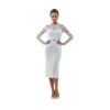 Long Sleeve Lace Column Dress-White