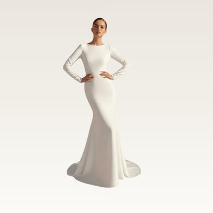 Long Sleeve Open Back Column Dress