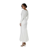 Long Sleeve Square Neck Midi-White