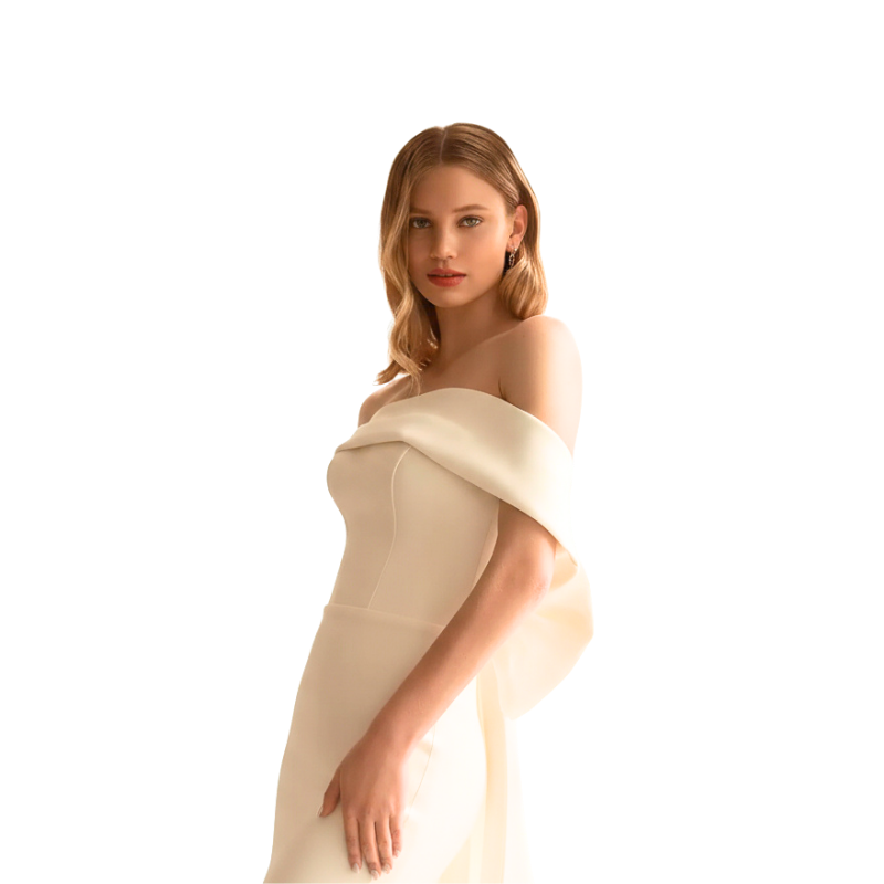 Modern Off The Shoulder Sheath Dress in Ivory