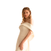 Modern Off The Shoulder Sheath Dress in Ivory