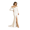 Off-Shoulder Column Gown with Slit Ivory