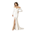 Off-Shoulder Column Gown with Slit White