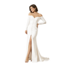 Off-Shoulder Column Gown with Slit White