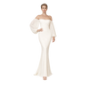 Off-Shoulder Jersey Column Gown Ivory