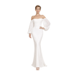 Off-Shoulder Jersey Column Gown White