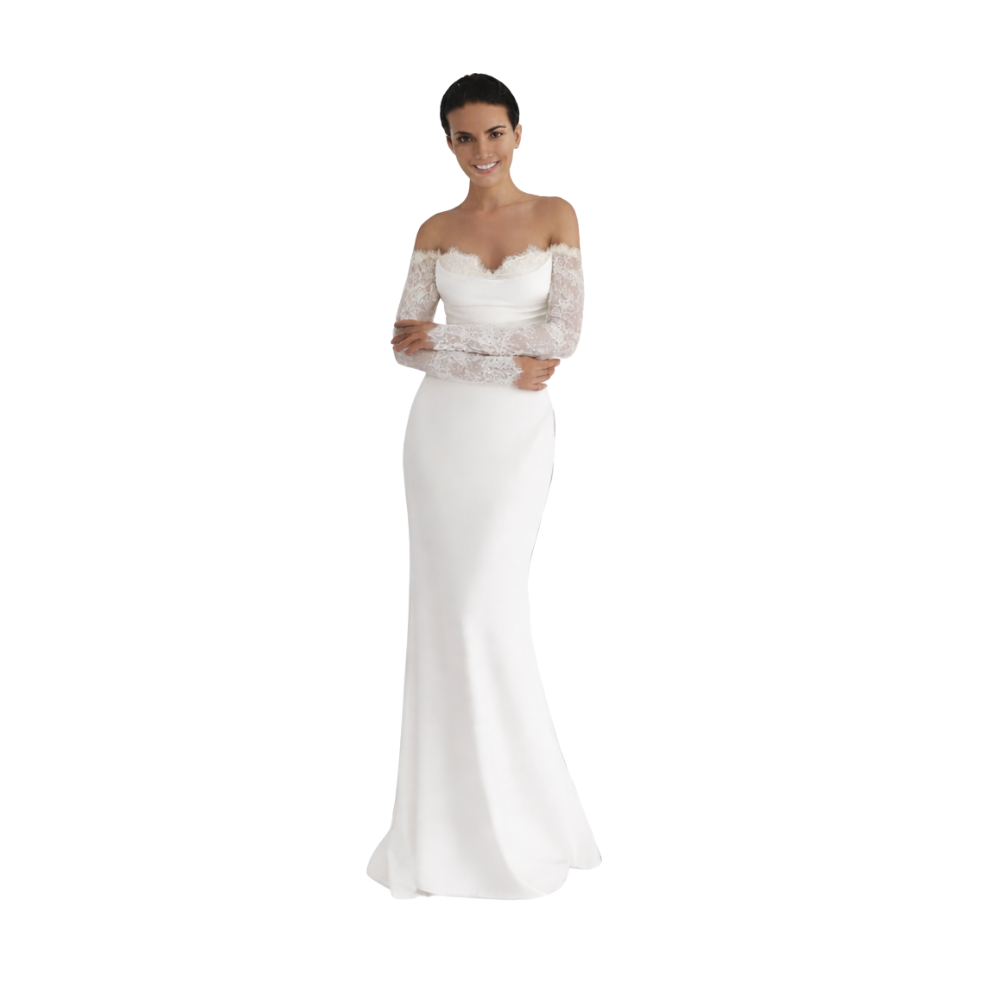 Off-Shoulder Lace Sleeve Gown