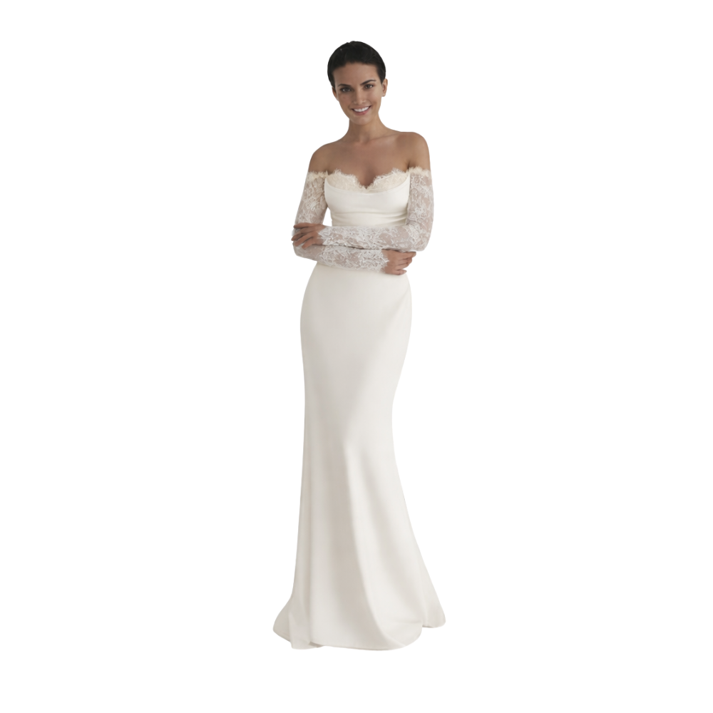 Off-Shoulder Lace Sleeve Gown