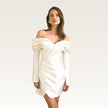 Off-Shoulder Long-Sleeve Satin Dress