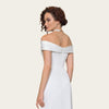 Off-Shoulder Satin Column Dress-back
