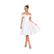 Off-Shoulder Satin Knee-Length Dress