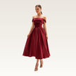 Off-Shoulder Satin Midi A-Line