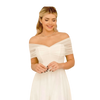 Off-Shoulder Satin Midi Wedding Dress-Ivory