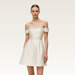 Off-Shoulder Satin Mini Dress