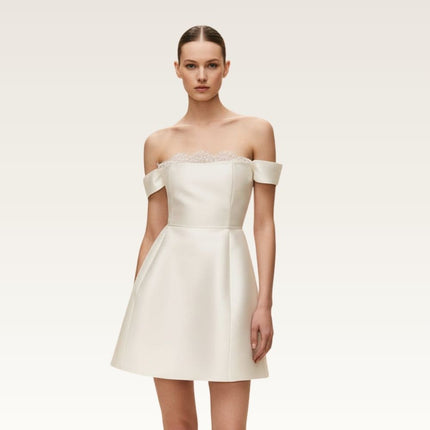 Off-Shoulder Satin Mini Dress