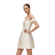 Off-Shoulder Satin Mini Dress-ivory