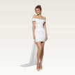 Off-Shoulder Satin Mini with Bow