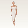 Off-Shoulder Satin Sheath Dress