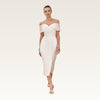Off-Shoulder Satin Sheath Dress