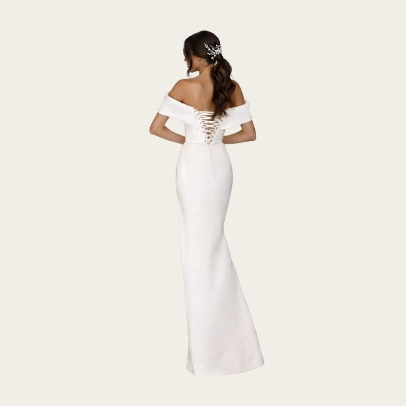 Off-Shoulder Structured Column Gown