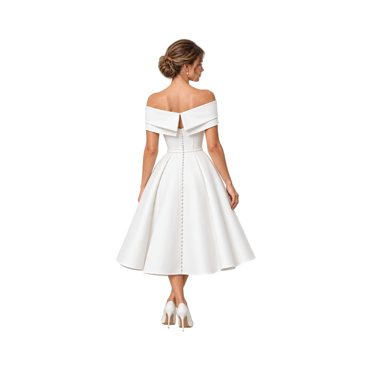 Off-Shoulder Structured Midi Dress