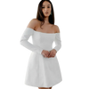 Off-the-Shoulder Mini Wedding Dress in Jersey-White