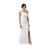 One-Shoulder Column Gown with Slit in white
