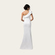 One-Shoulder Column Gown with Slit-back
