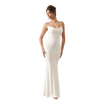 Open Back Satin Column Dress in ivory