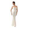 Open Back Satin Column Dress in ivory
