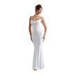 Open Back Satin Column Dress in white