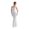 Open Back Satin Column Dress in white