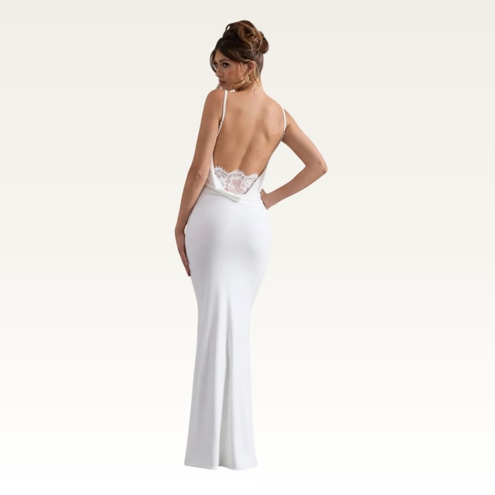 Open Back Satin Column Dress - back