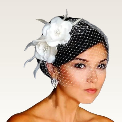 Pearl & Feather Birdcage Statement Headpiece