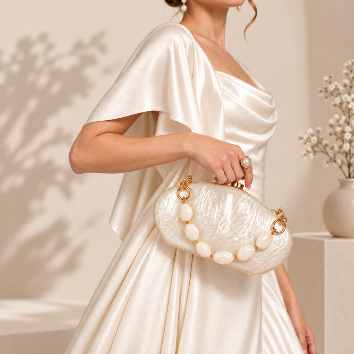 Pearlescent Sculpted Acrylic Clutch