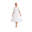 Puff Sleeve Satin A-Line Dress