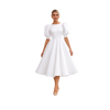 Puff Sleeve Satin A-Line Dress