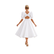 Puff Sleeve Satin A-Line Dress