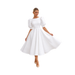 Puff Sleeve Satin A-Line Dress