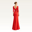 Red Long Sleeve Column Gown