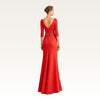 Red Long Sleeve Column Gown