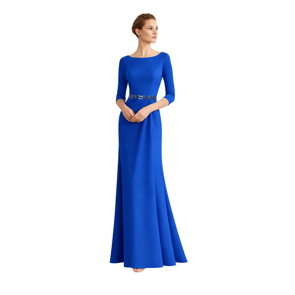 Red Long Sleeve Column Gown