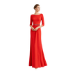 Red Long Sleeve Column Gown