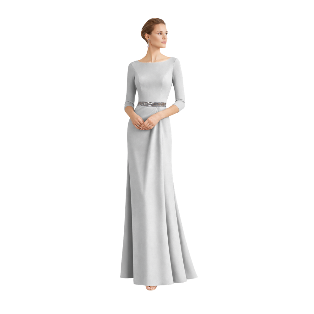 Red Long Sleeve Column Gown