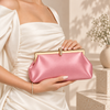 Rhinestone Loop Satin Frame Clutch