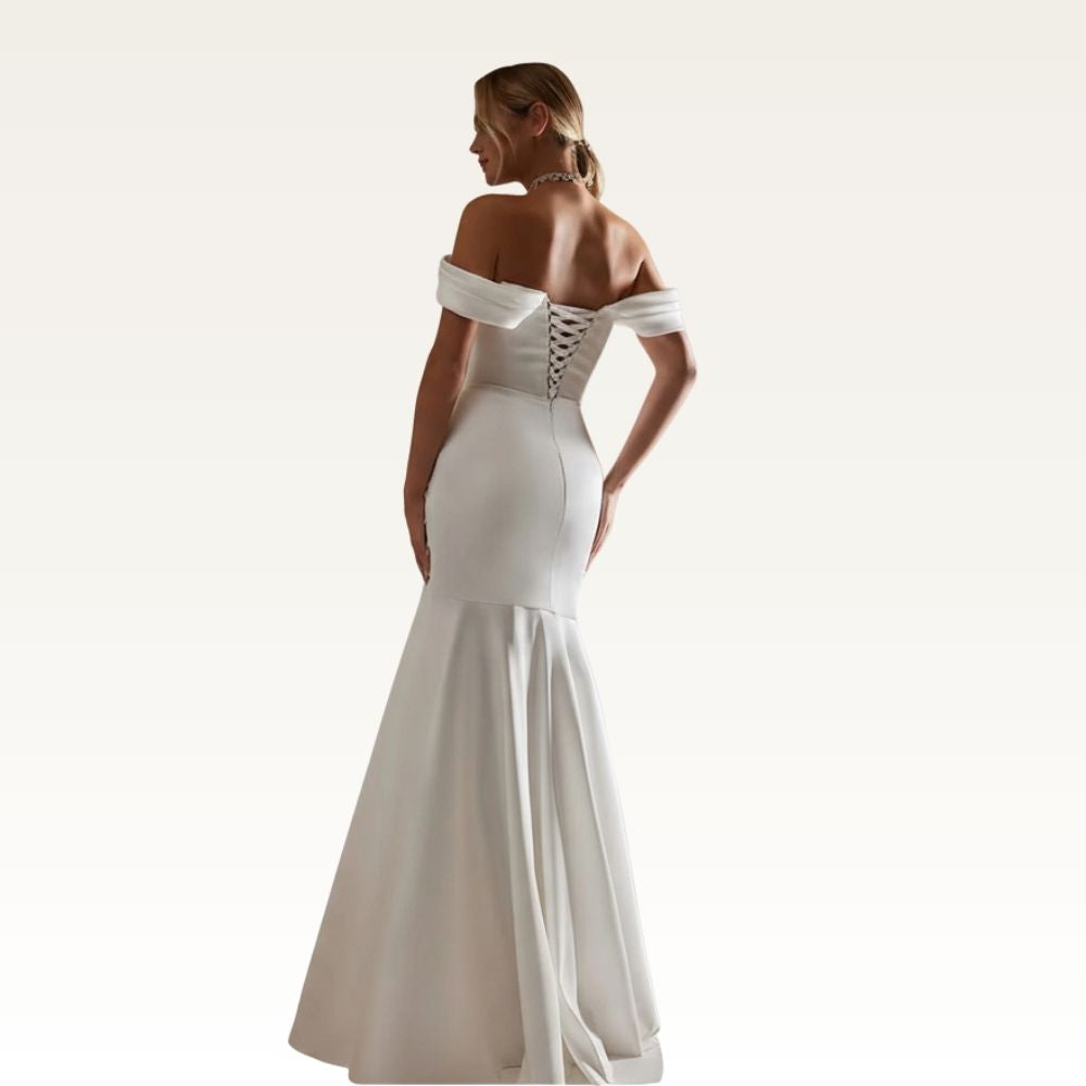 Ruched Off-Shoulder Mermaid Satin back