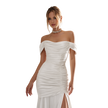 Ruched Off-Shoulder Mermaid Satin ivory