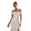 Ruched Off-Shoulder Mermaid Satin ivory