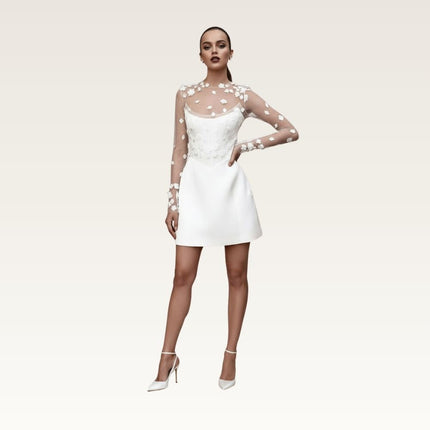 Satin Short A Line Wedding Dress