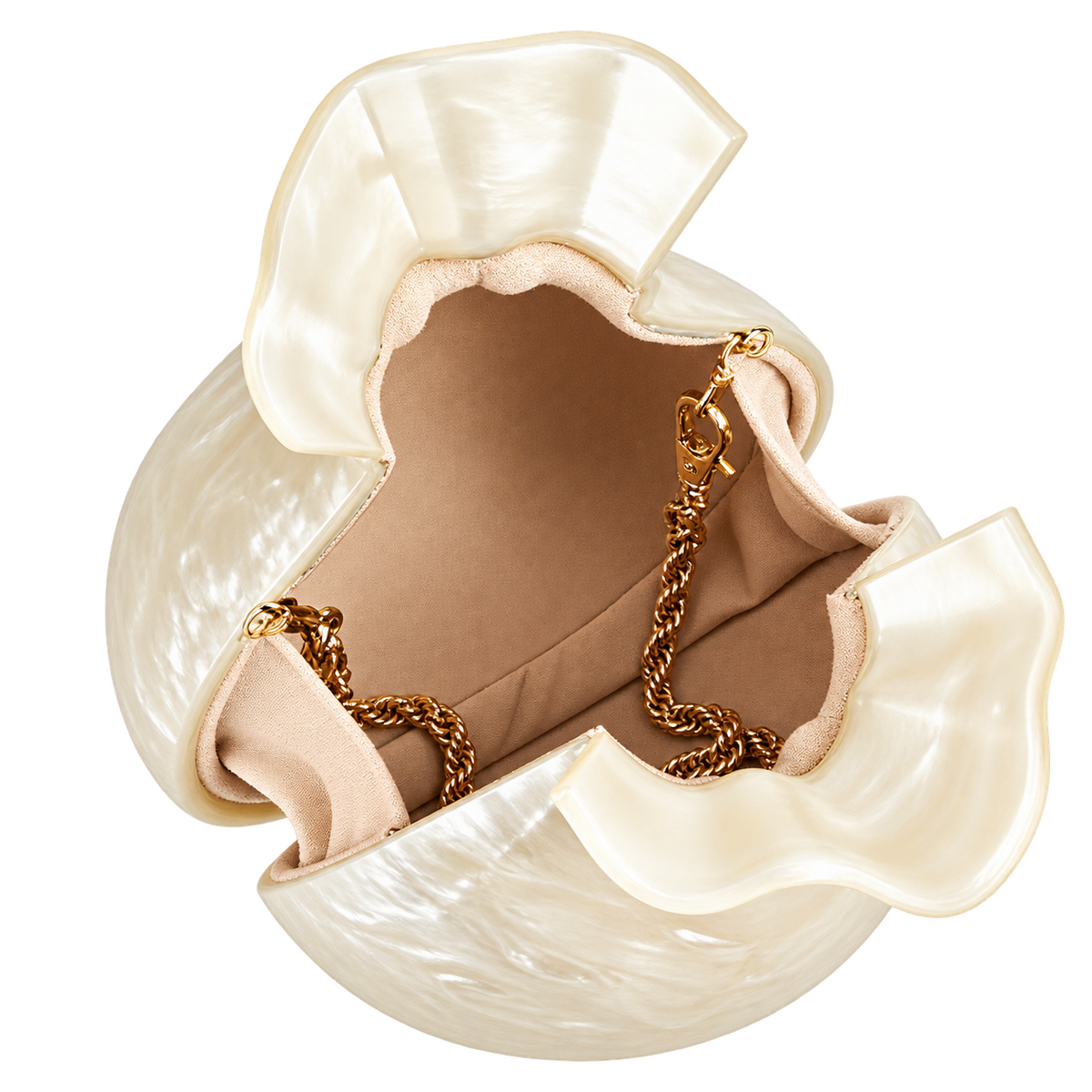Sculpted Pearlescent Pouch Clutch